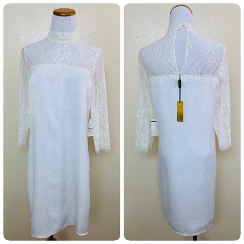 Alexia Admor Soft Silky Simple Wedding Mini Dress Size Small in White